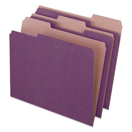 PENDAFLEX Earthwise by 100% Recycled Colored File Folders, 1/3-Cut Tabs, Letter Size, Violet, 100PK 4335